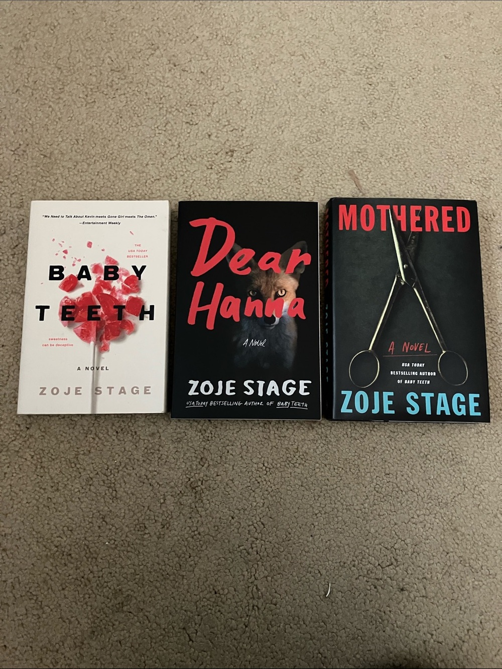 Zoje Stage Bundle, Baby Teeth, Dear Hannah, Mothered-hardcover, New, horror edgy